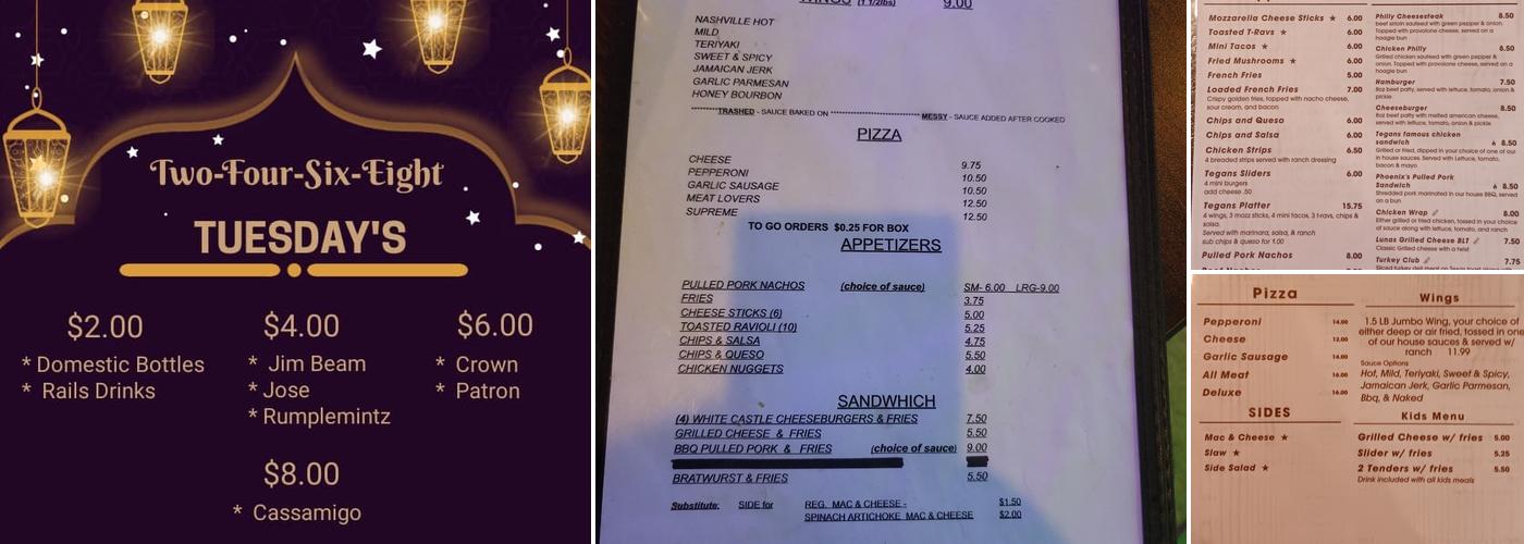 Tegan’s Pub House Menu