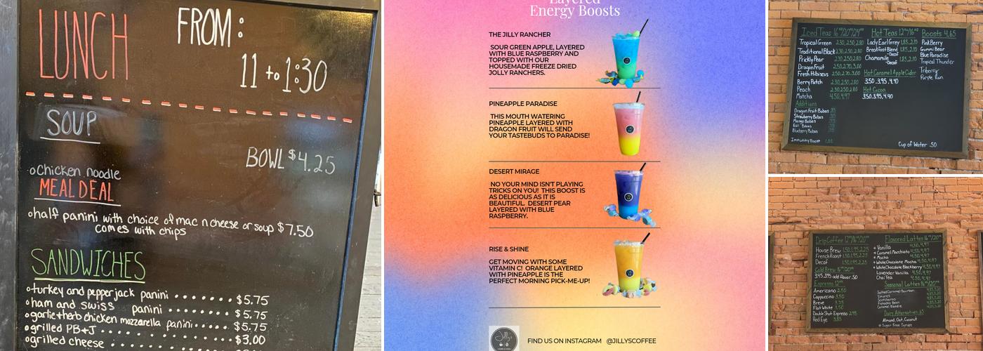 Jilly's Coffee & Cakes Menu