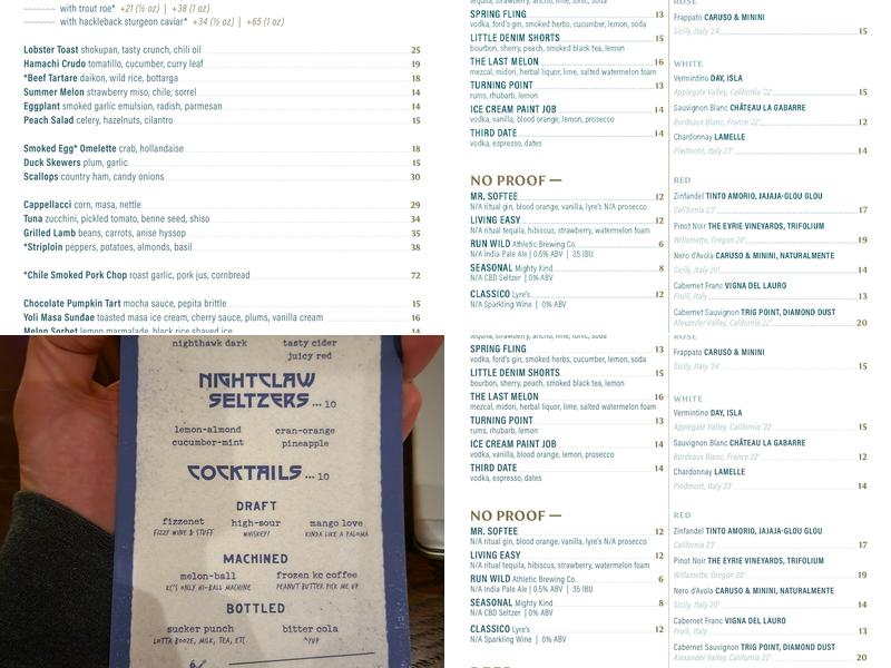 Nighthawk Menu