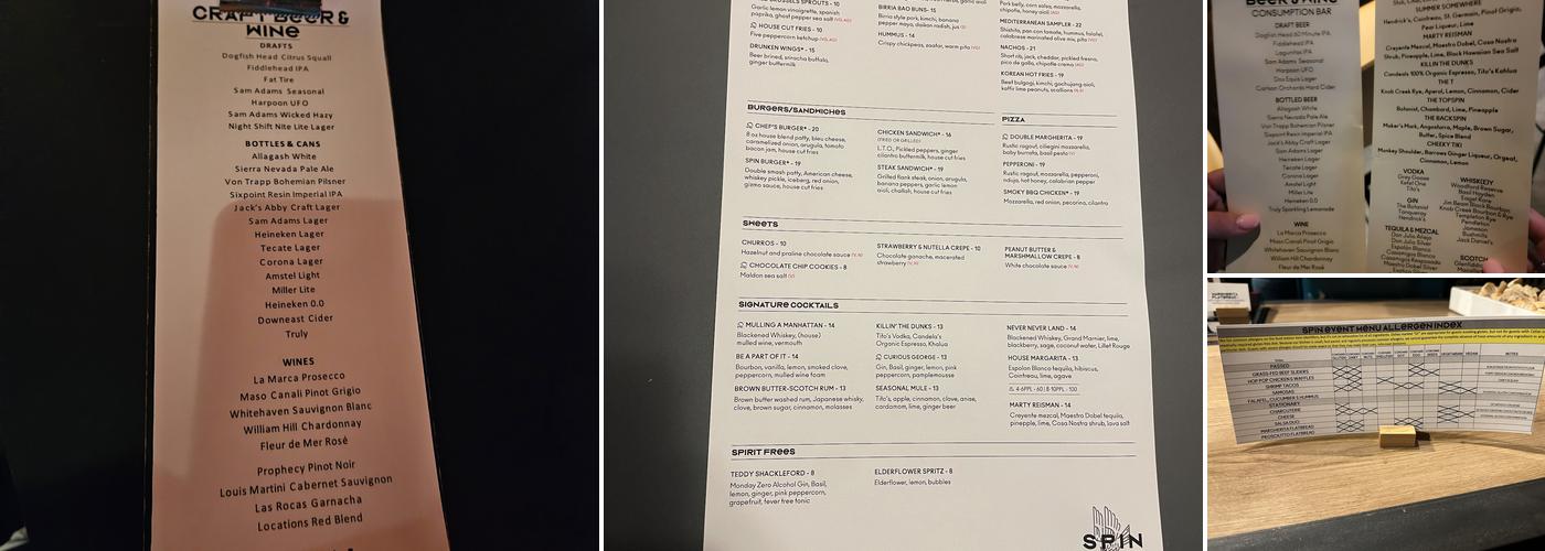 SPIN Boston Menu