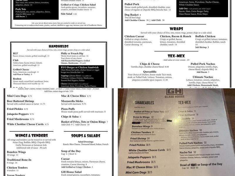 Glass House Menu