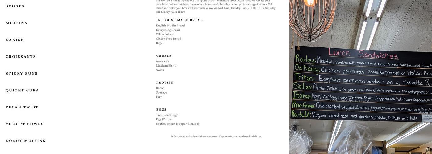 Three Sweet Peas Bakery Cafe Menu