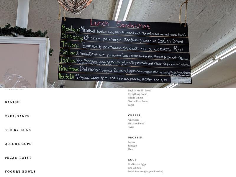 Three Sweet Peas Bakery Cafe Menu