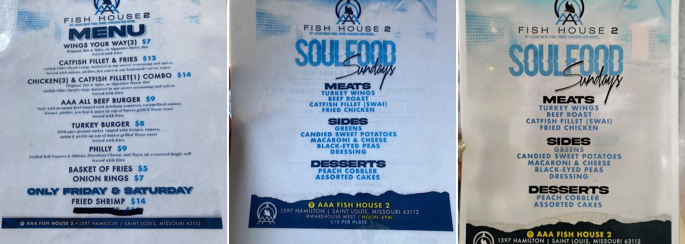 Warehouse West Menu