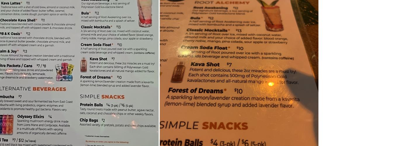Root Awakening Kava Bar Menu