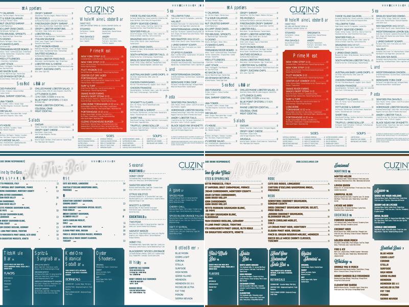 Cuzin's Seafood New Brunswick, NJ Menu
