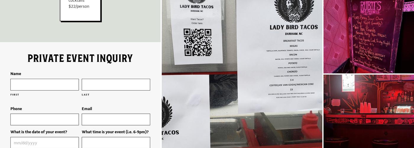 Rubies on Five Points Menu