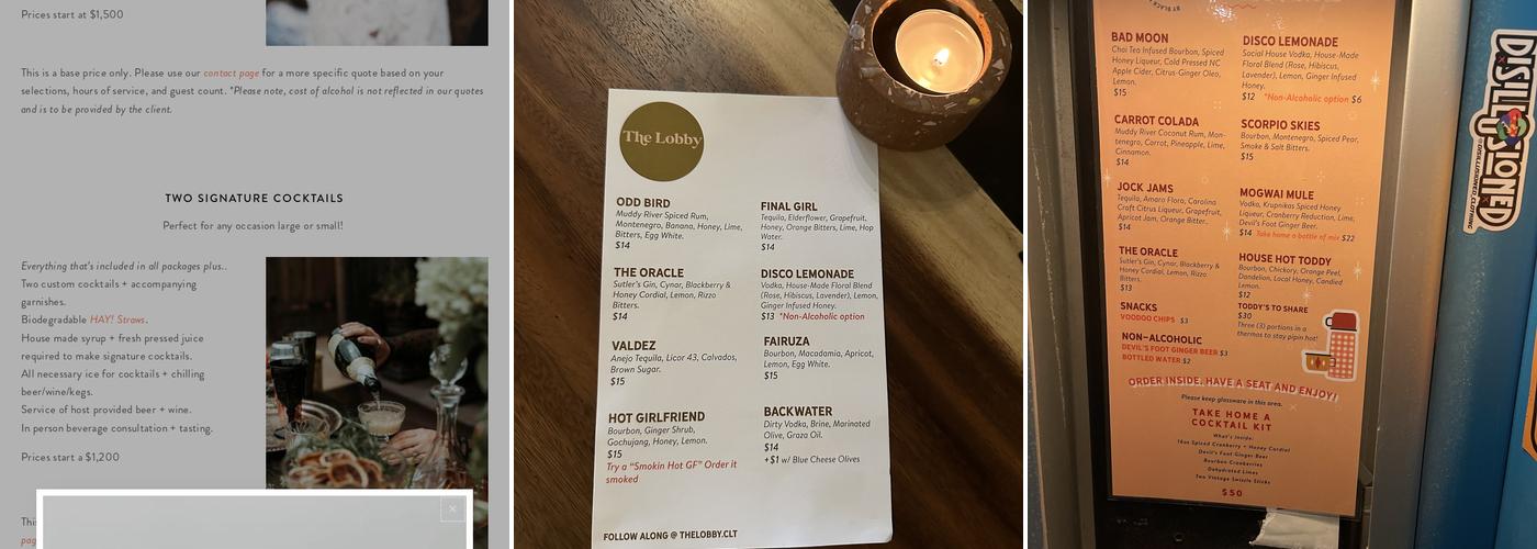 Black Moth Bars Menu