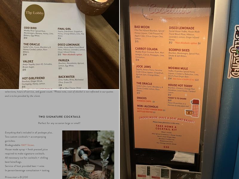 Black Moth Bars Menu