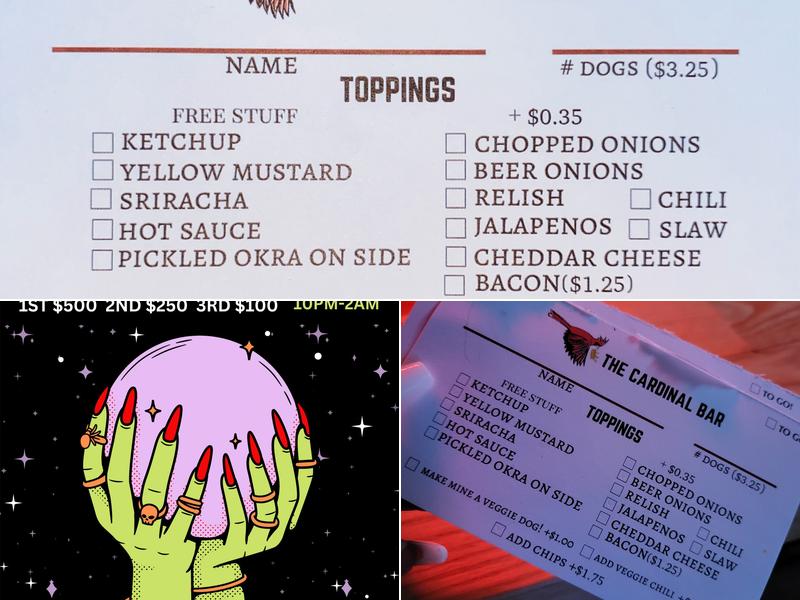 The Cardinal Bar Clayton Menu