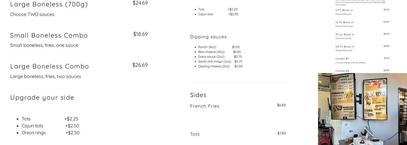 Twozone Chicken PNW Menu