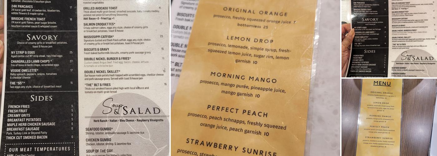 Double Nickel Brunch & Event space Menu