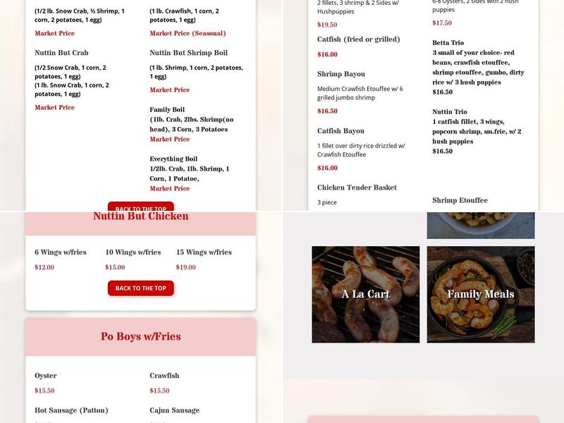 Nuttin Betta Menu