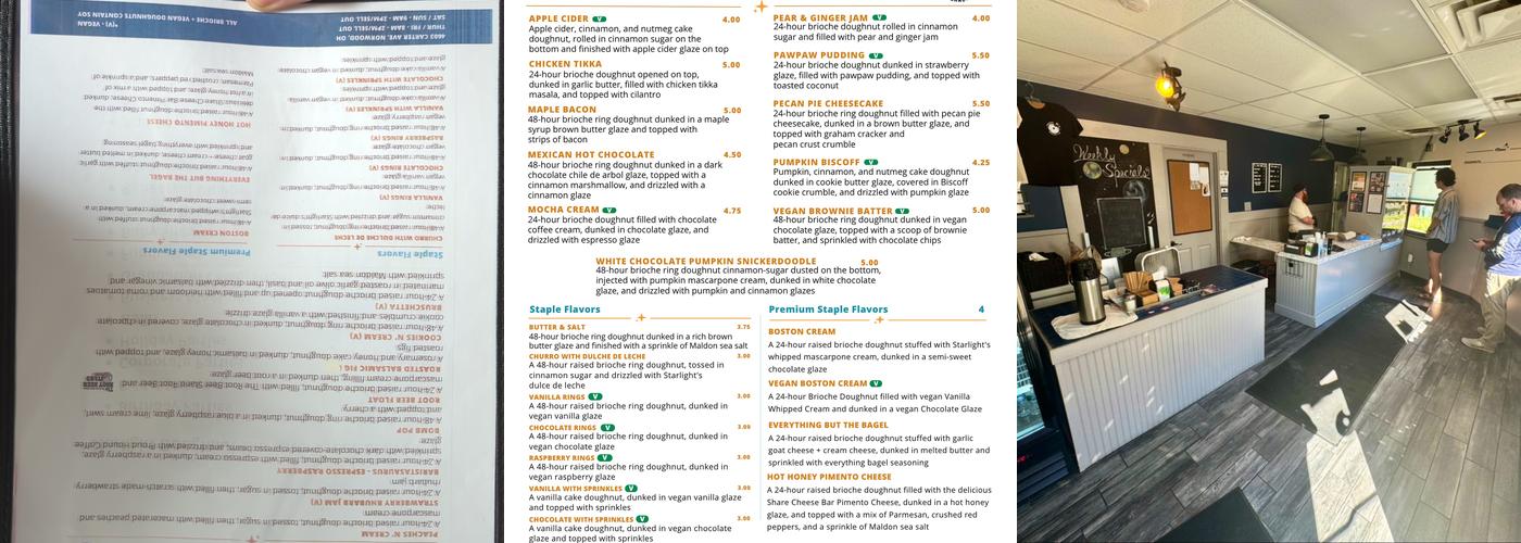 Starlight Doughnut Lab Menu