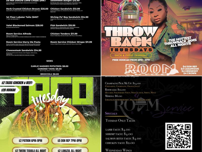 Room Service Bistro Menu