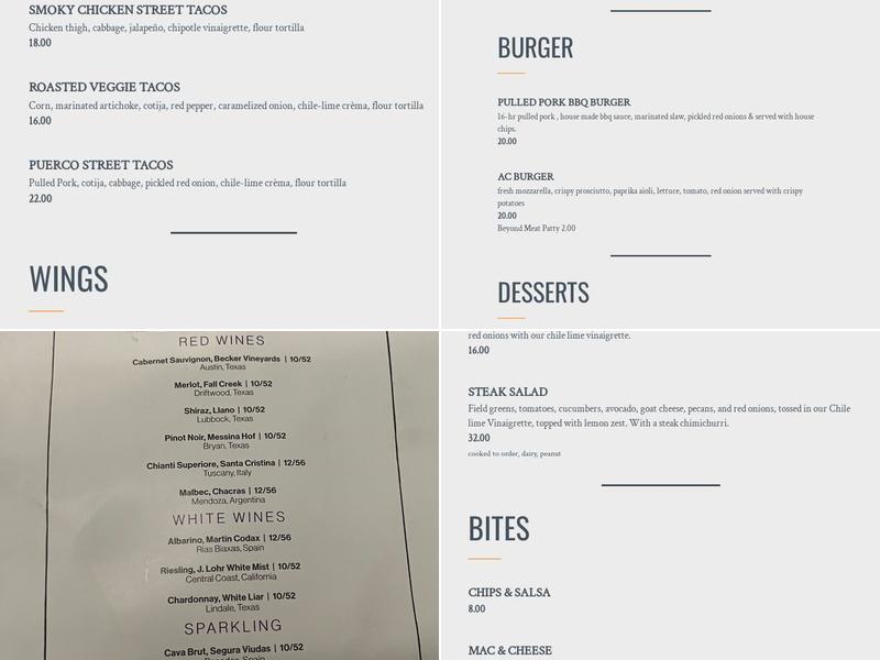 Violet Sky Rooftop Lounge Menu
