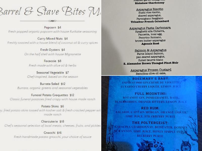 Barrel & Stave Menu
