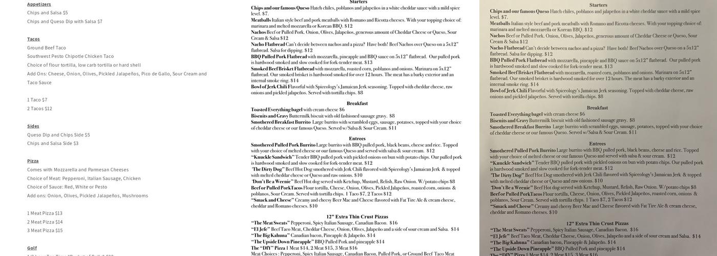 Swing Lounge Menu