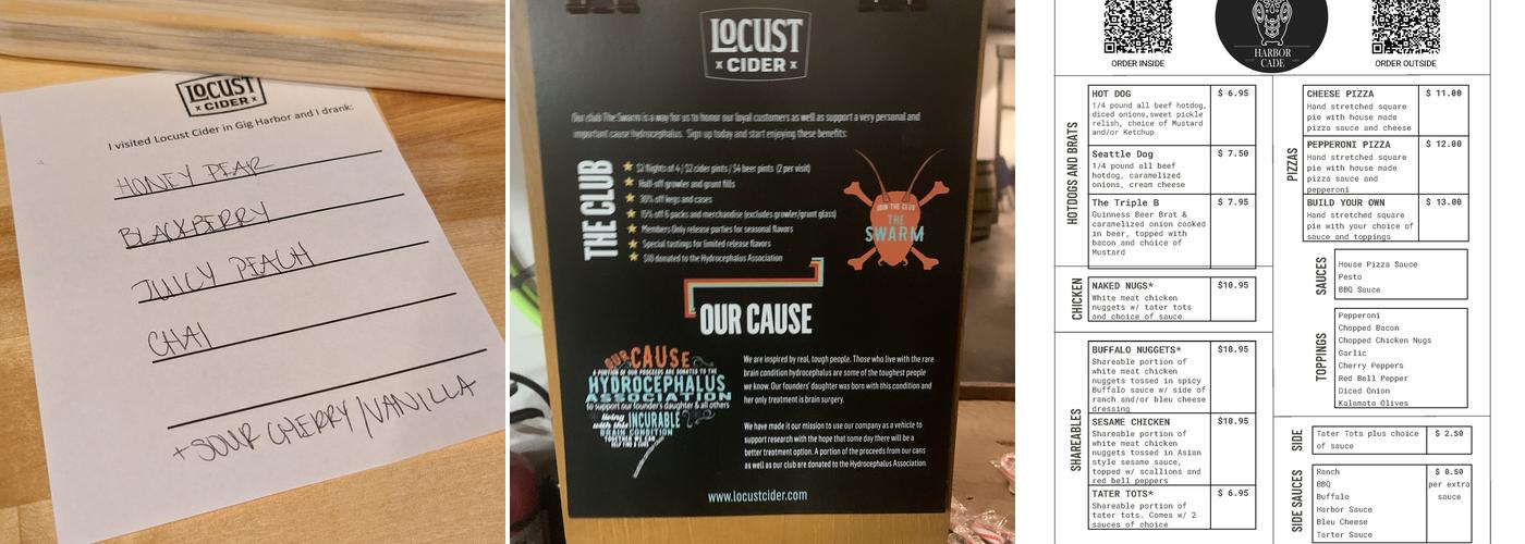 Locust Cider Gig Harbor Menu