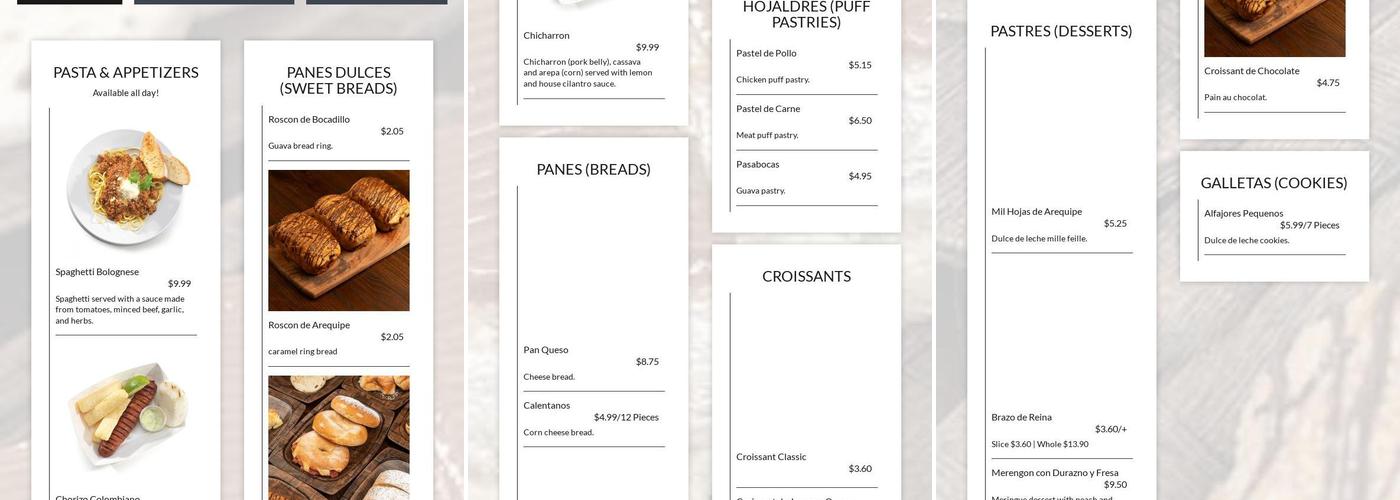 ValSof bakery Menu