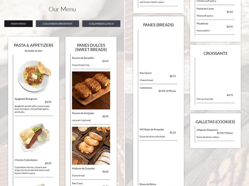 ValSof bakery Menu