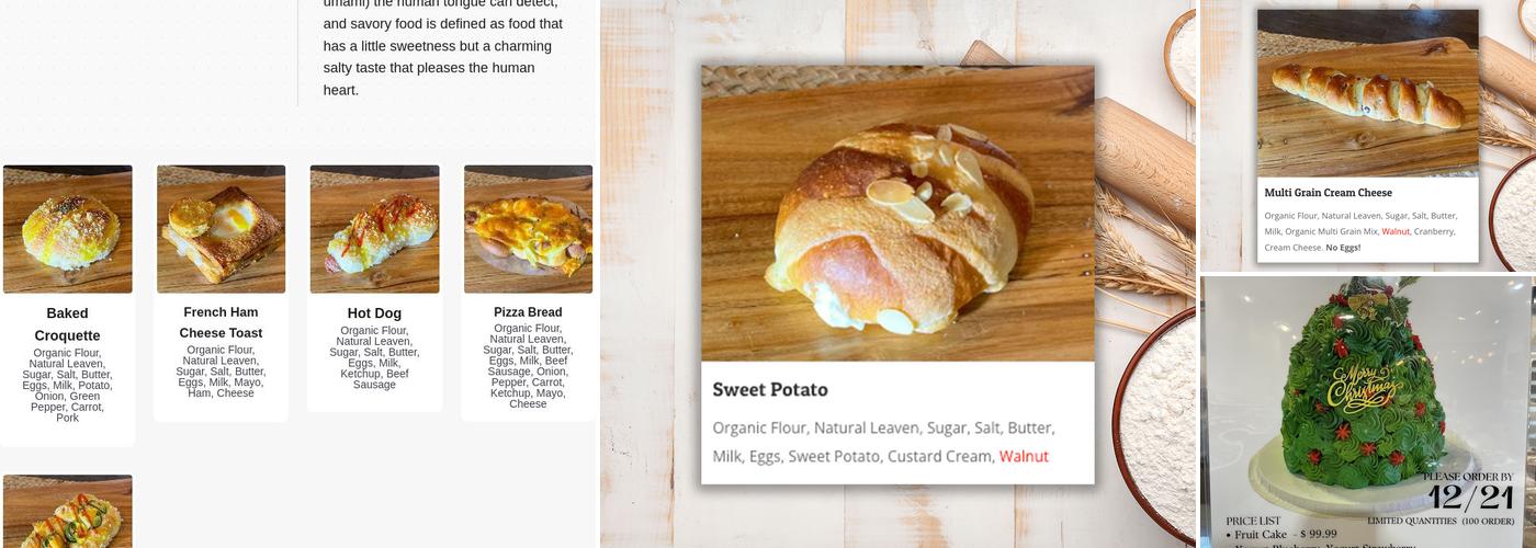 O Bread & Cake Menu