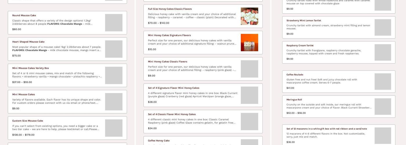 La Cherie Bakery Menu