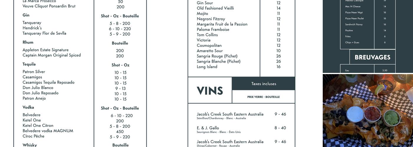 Fitzroy Menu