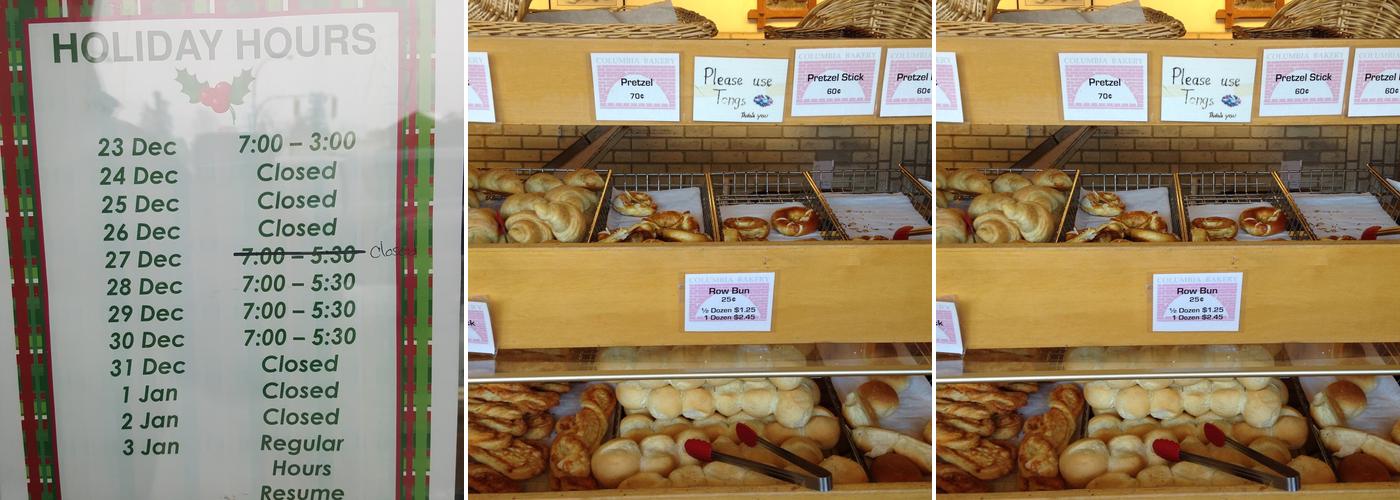 Columbia Bakery Ltd Menu