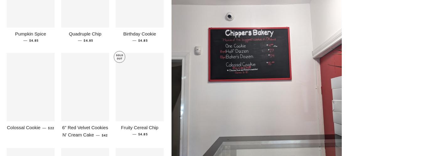 Chippers Bakery Menu