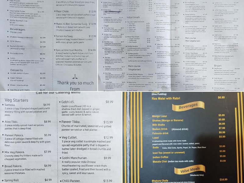 Kirpa Indian Cuisine Menu