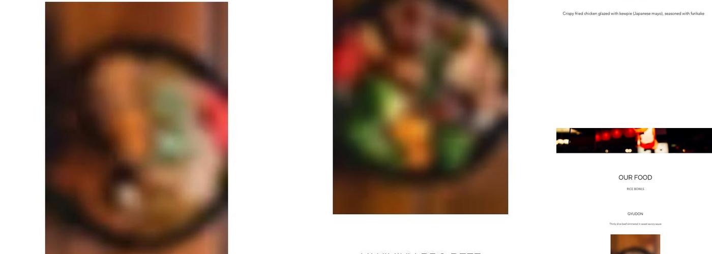 Donburi Rice Bowls Menu