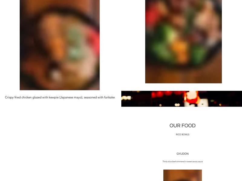 Donburi Rice Bowls Menu