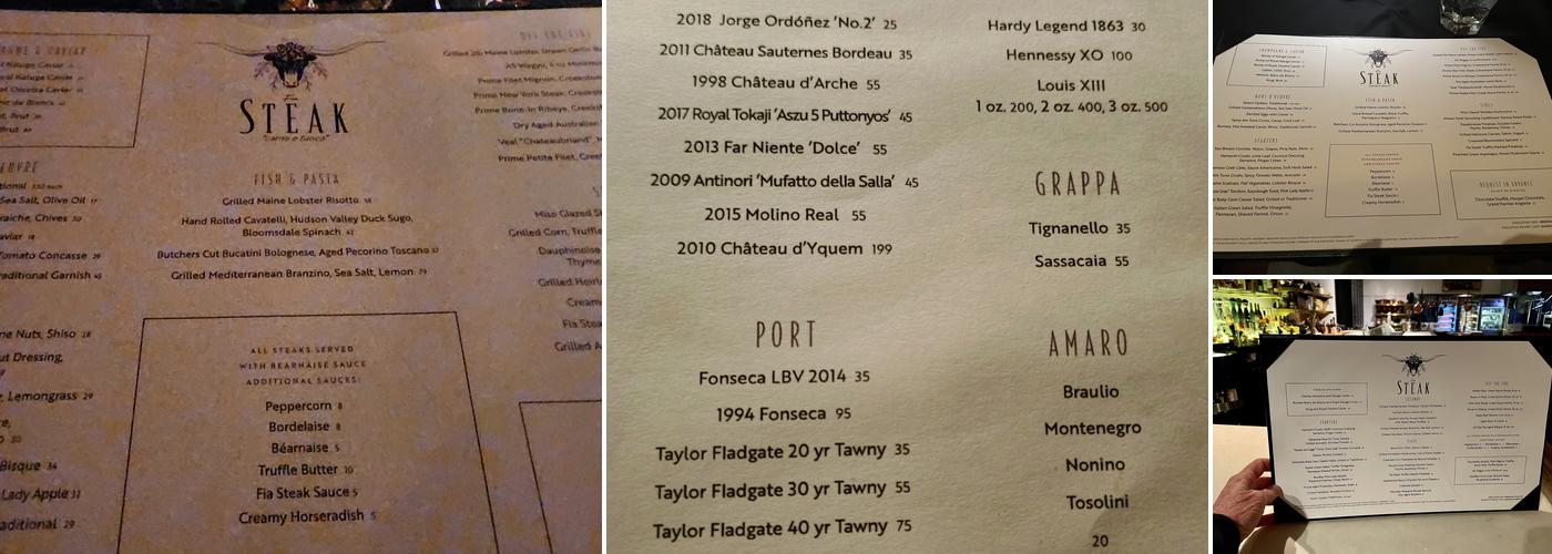 Fia Steak Menu
