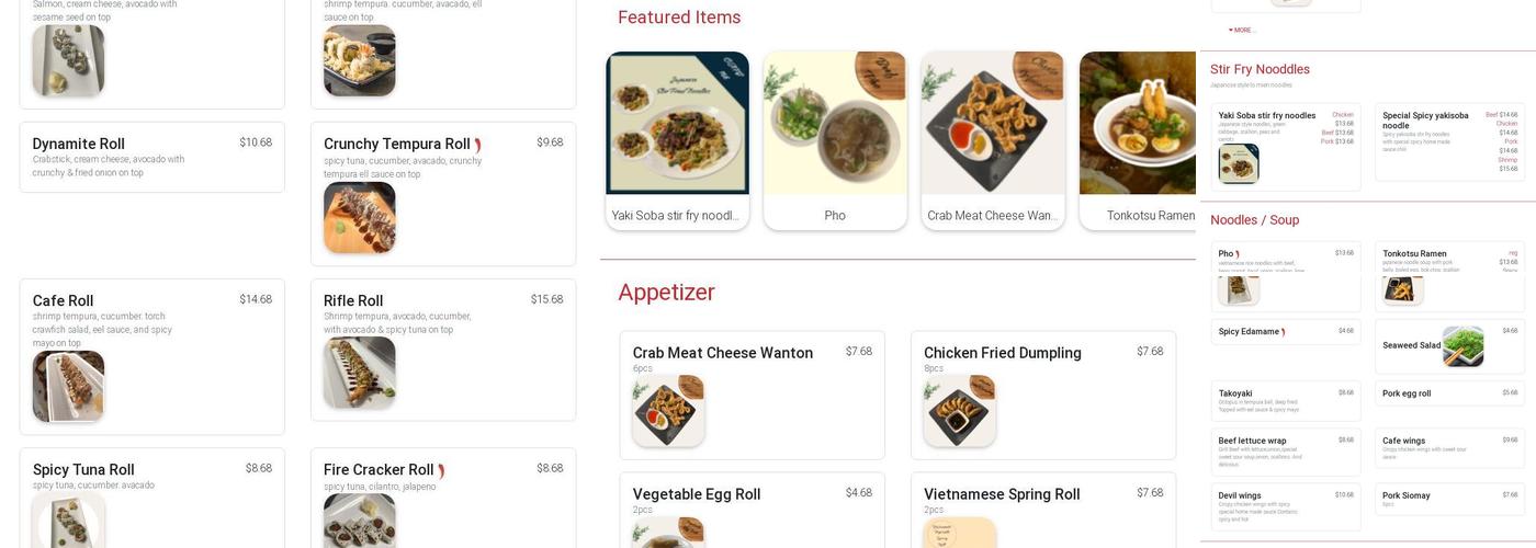 Cafe 168 Pho and Ramen Menu