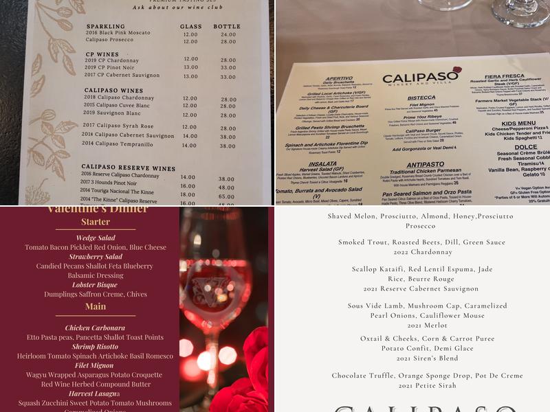 CaliPaso Winery and Villa Menu