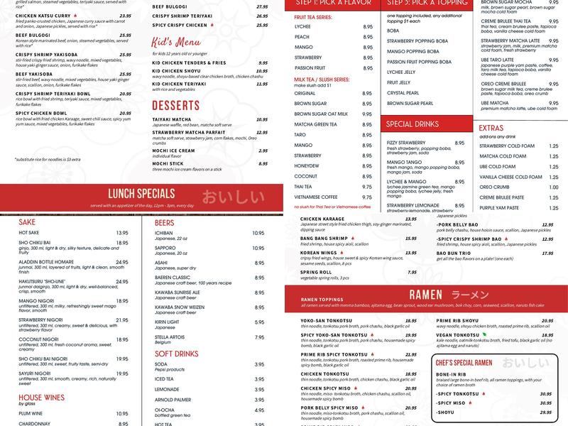 Yoko San Ramen Menu