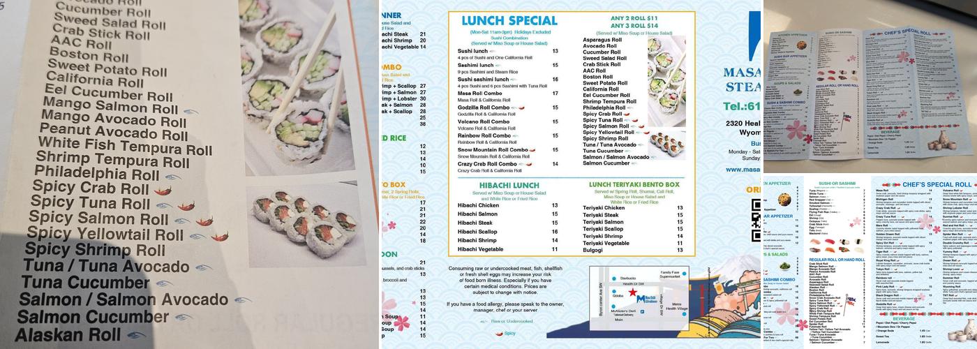Masa Sushi & Steakhouse Menu