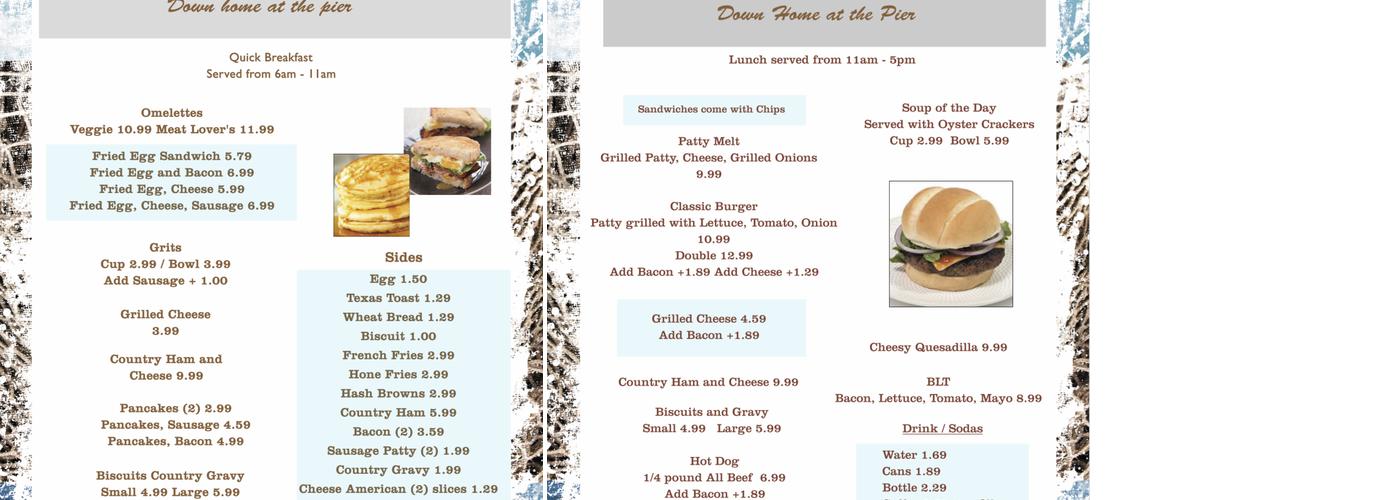 Kissimmee Marina by Lake Toho Menu