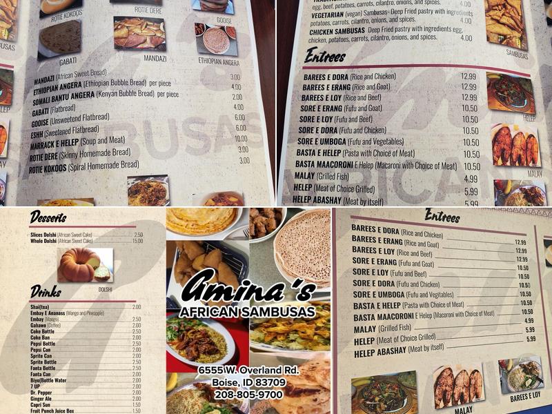 Amina’s African Sambusas Menu