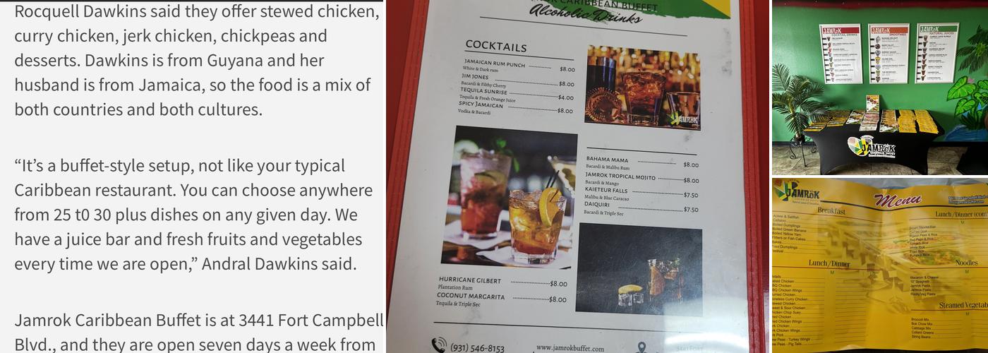JAMROK CARIBBEAN BUFFET Menu