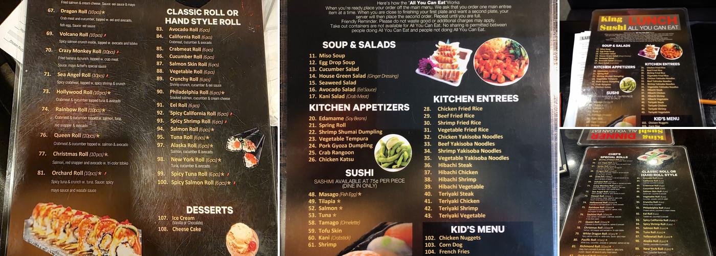 Kings Sushi Menu