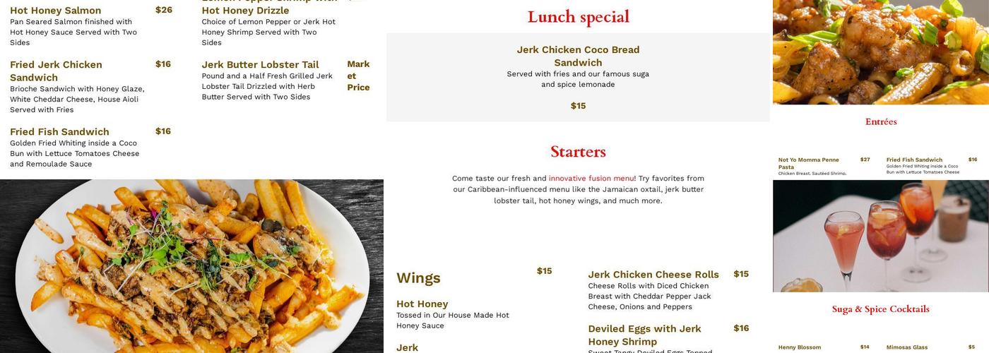 Suga & Spice Menu