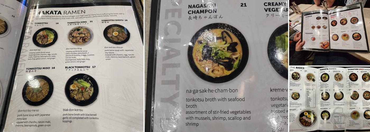 Kenzo Ramen Menu