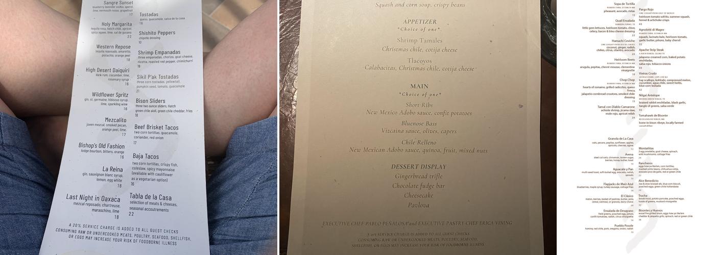 Skyfire Restaurant Menu
