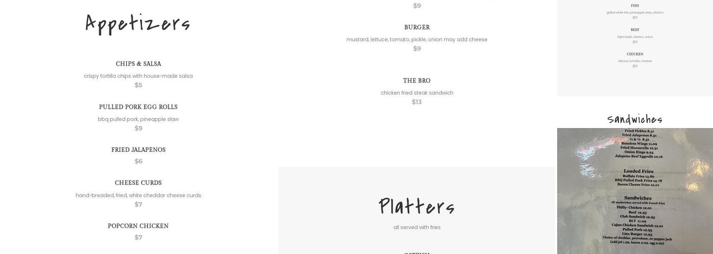 Linx Bar & Grill Menu