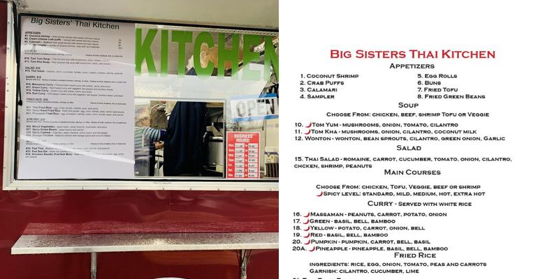 Big Sisters Thai kitchen Menu