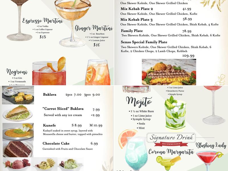 Senso Cafe Restaurant Menu