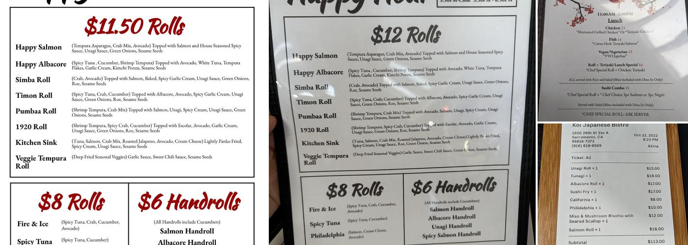 Koi Japanese Bistro Menu