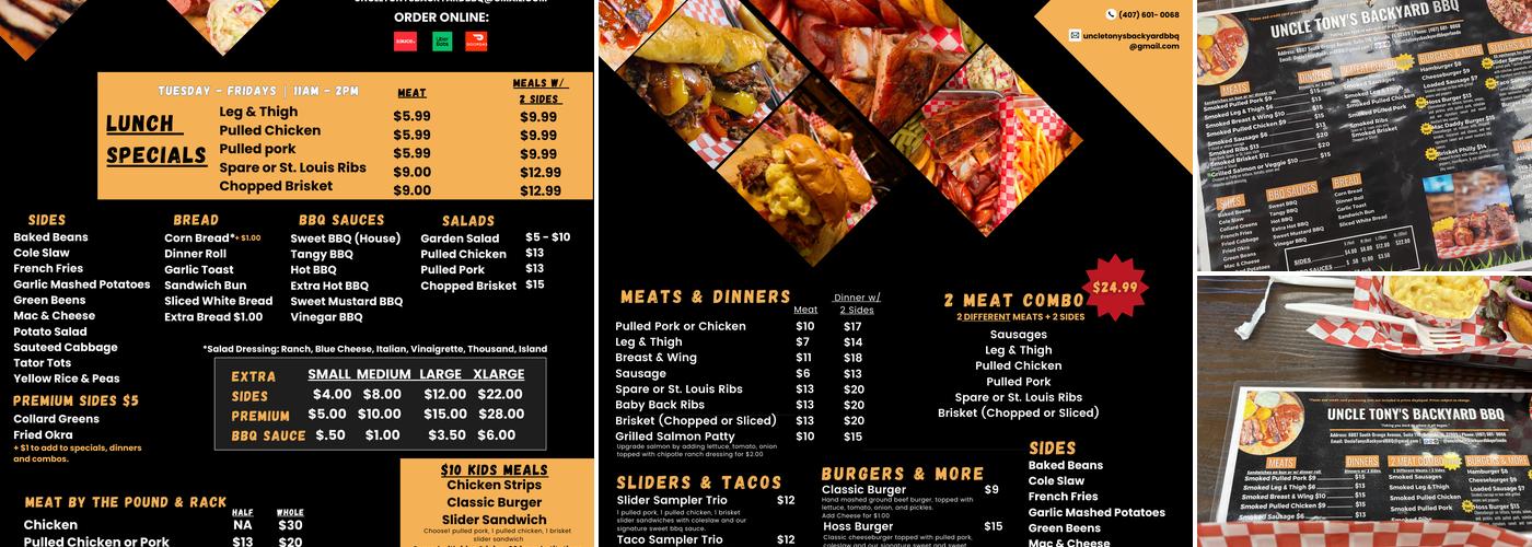 Uncle Tony's Backyard Barbecue Menu